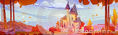 Magic princess medieval castle vector background Stock Photo