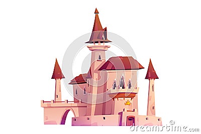 Magic princess palace, medieval royal castle Vector Illustration