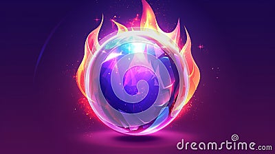 Magic prophecy circle icon. Glow crystal ball element for fantasy game object. Circle light globe magician element for Cartoon Illustration