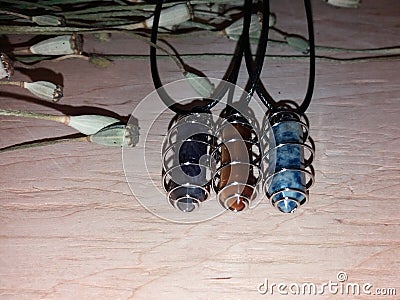 Magic protective stones pendants for witches Stock Photo