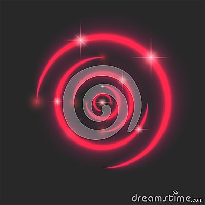 Magic ripples red neon circle with sparks and glowing particles, glittering rings miracle vector illustration Vector Illustration