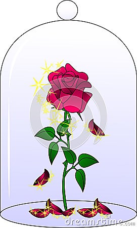 magic rose under a glass dome Vector Illustration