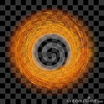 Magic round portal. Futuristic orange swirl teleport with many sparks. Vector fantasy glowed circle frame. Vector Illustration