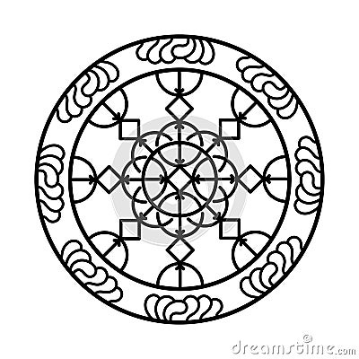 Magic Runic symbols. Sacred geometry, mandala. Medieval sign. Symbols of the esoteric mandala. Occult ancient symbols Cartoon Illustration