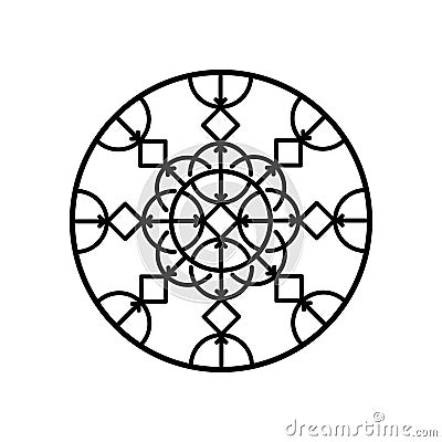 Magic Runic symbols. Sacred geometry, mandala. Medieval sign. Symbols of the esoteric mandala. Occult ancient symbols. Vector Cartoon Illustration