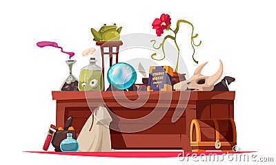 Magic School Stuff Composition Vector Illustration