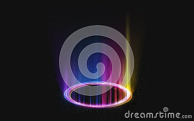 Magic shining portal with rainbow light effect Vector Illustration