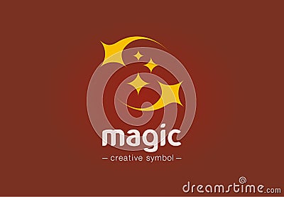 Magic show creative symbol concept. Sparkle star, dust, miracle, wonderwork abstract business logo. Illusion, sleep Vector Illustration