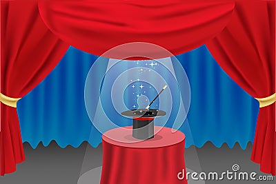 Magic show on stage Vector Illustration