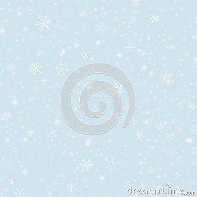 Magic snowflakes pattern on light blue Christmas. Vector Illustration