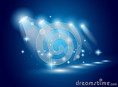 Magic Spotlights with Blue rays Vector Illustration