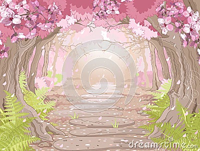 Magic spring forest Vector Illustration