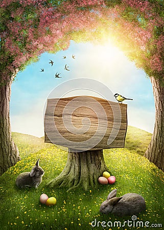 Magic spring forest Stock Photo