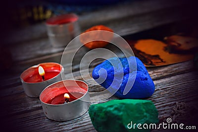 Colored magic stones. Fortune-telling background. Magic and amulets Stock Photo