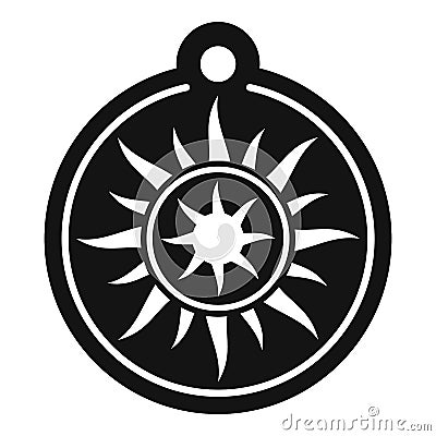 Magic sun medallion icon, simple style Vector Illustration