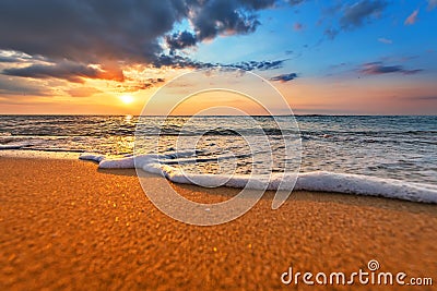 Magic sunrise over sea. Stock Photo