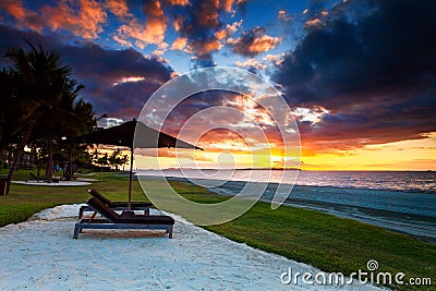 A magic sunset in Fiji Stock Photo