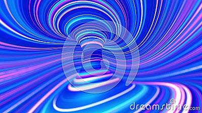 Magic swirl lines, fantasy wave data flow. Abstract whirlpool of rays 3D illustration Cartoon Illustration