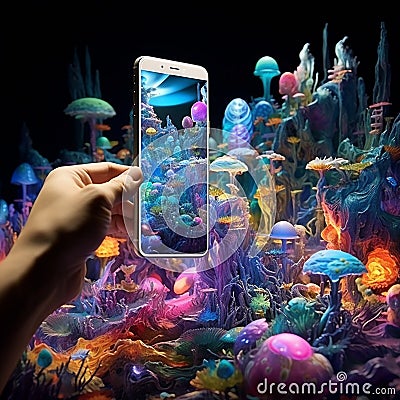 The Magic Touch: Unveiling the Enchantment Hidden within the Screens of Smartphones and Tablets Cartoon Illustration