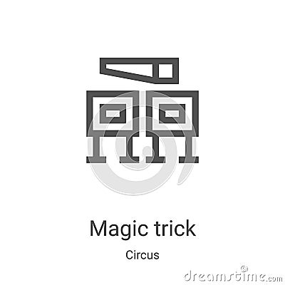 magic trick icon vector from circus collection. Thin line magic trick outline icon vector illustration. Linear symbol for use on Vector Illustration