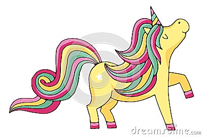 Magic unicorn. Fairytale creature. Cute pony with horn Vector Illustration