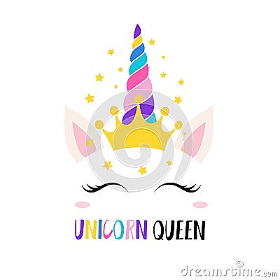 Magic unicorn queen inspiration card Vector Illustration