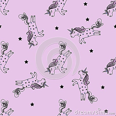 Magic unicorns seamless pattern Vector Illustration