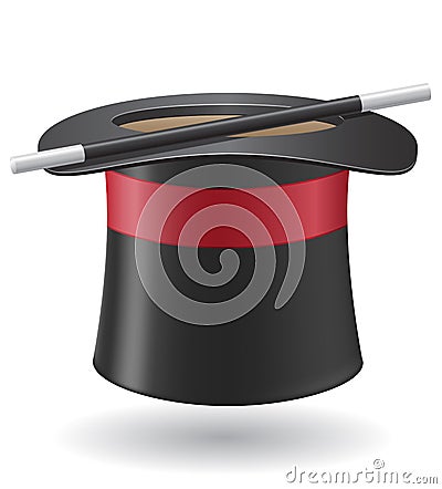 Magic wand and cylinder hat vector illustration Vector Illustration