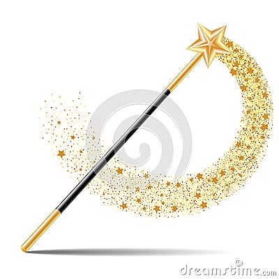 Magic Wand with gold star Vector Illustration