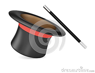 Magic wand and hat Cartoon Illustration