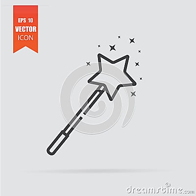 Magic wand icon in flat style isolated on grey background Vector Illustration