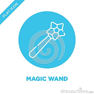 magic wand icon vector from baby toys collection. Thin line magic wand outline icon vector illustration. Linear symbol for use on Vector Illustration