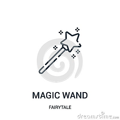 magic wand icon vector from fairytale collection. Thin line magic wand outline icon vector illustration Vector Illustration