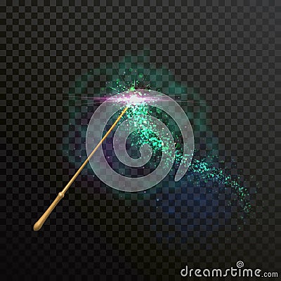 Magic wand sparkle glitter light trail trace Vector Illustration