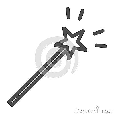 Magic wand line icon. Star on stick vector illustration isolated on white. Miracle outline style design, designed for Vector Illustration