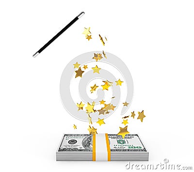 Magic Wand with money Stock Photo