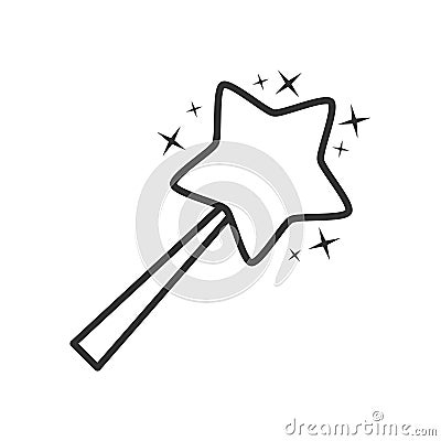 Magic Wand Outline Flat Icon on White Vector Illustration