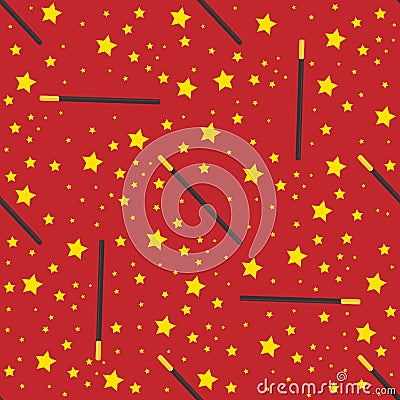 Magic wand seamless pattern Vector Illustration