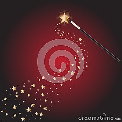 Magic wand with star trails Vector Illustration