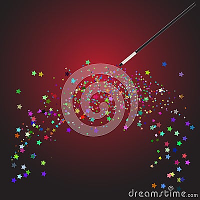 Magic wand with stars Vector Illustration