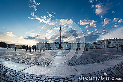 Magic white night in the Palace Square, St. Petersburg, Russia. Editorial Stock Photo