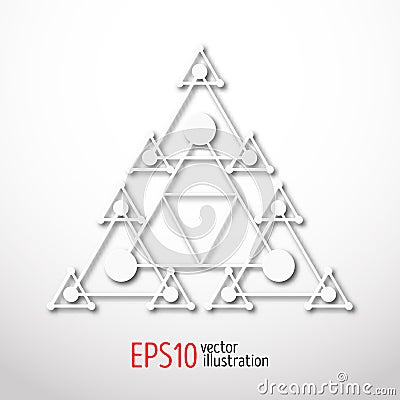 Magic white triangle with recursive 3d . Sacral geometry symbol. Scandinavian, celtic or eastern style illustration Vector Illustration
