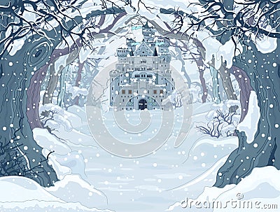 Magic Winter Castle Vector Illustration