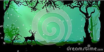 Magic Winter forest vector background Vector Illustration