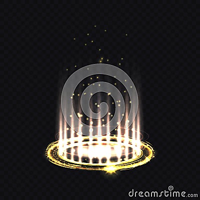 Magic yellow portal and hologram ray, projector Vector Illustration