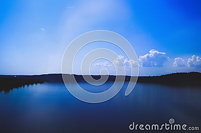 Magical beauty river with a blue smooth surface Stock Photo