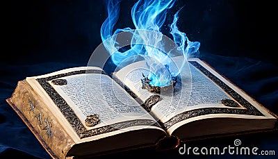 Mystical Book with Blue Essence Stock Photo