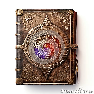 Magical book of spells, spellbook with mystic runes and symbols, Ai Generated Stock Photo