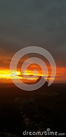 Magical colors of Sunset at the top of mountain Stock Photo