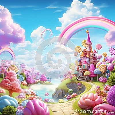 Magical Cotton Candy Landscape Stock Photo